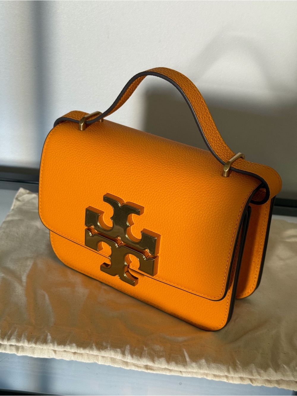 Tory Burch Eleanor Pebbled Convertible Shoulder Bag - Orange Lily